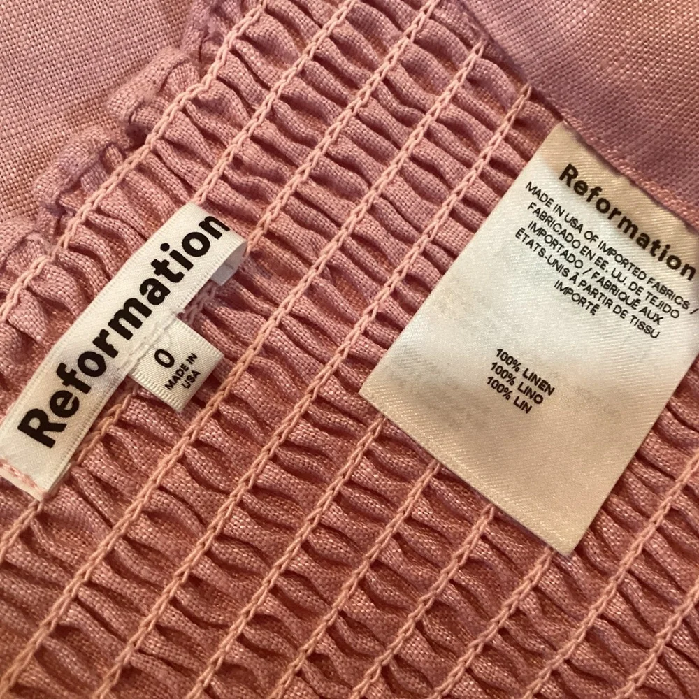 Reformation Two Piece Pink Linen Crop top & Skort Set Sz 0